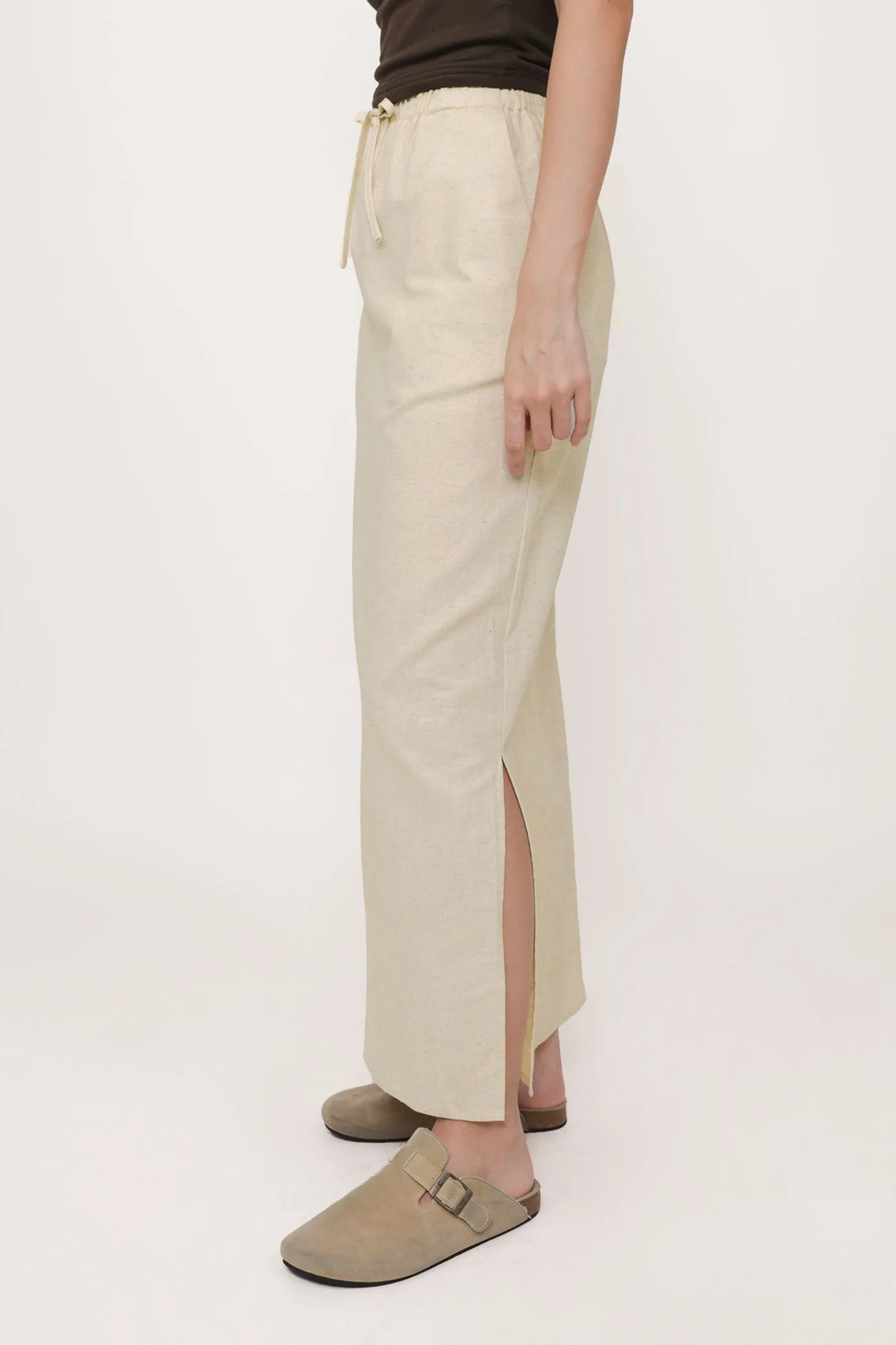 Jaden Linen Drawstring Maxi Skirt