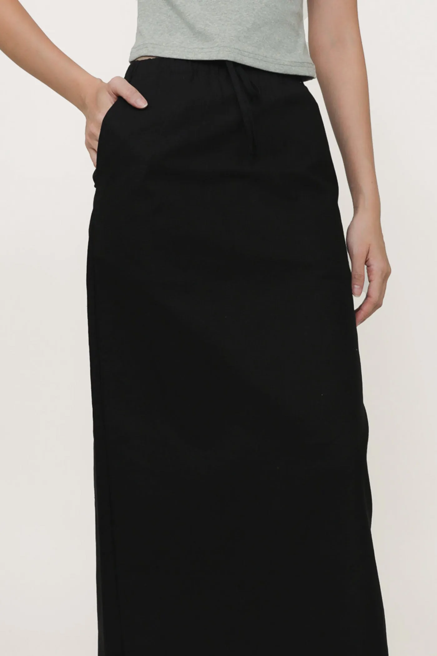 Jaden Linen Drawstring Maxi Skirt