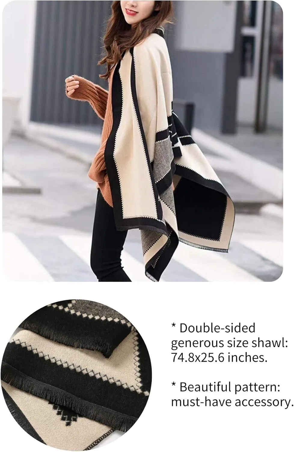 Jeelow Womens Pashmina Shawl Wrap Scarf - Elegant Dressy Evening Poncho Cape for Formal and Wedding Outfits