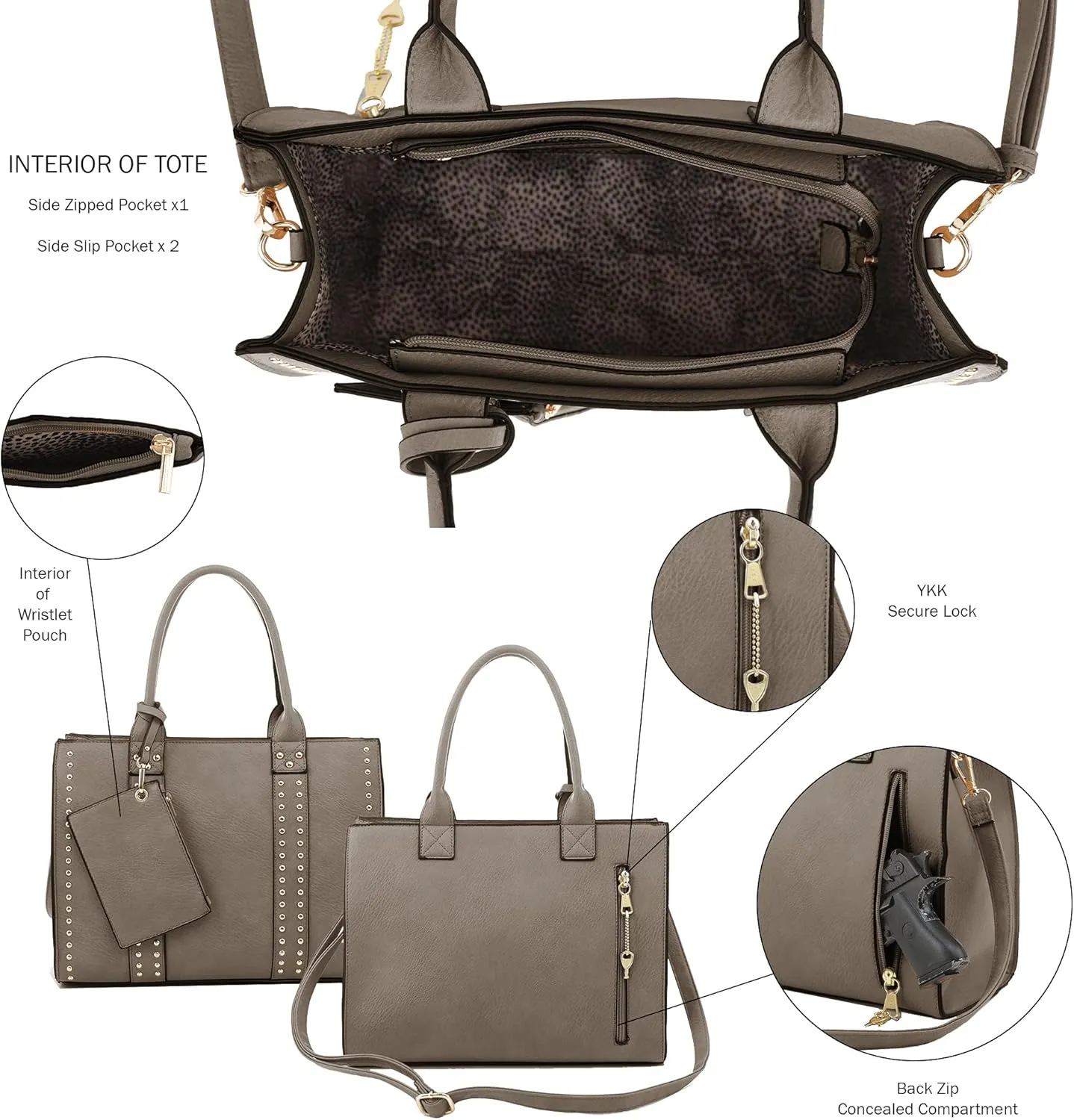 JESSIE & JAMES Concealed Carry Satchel Purse, Top Handle CCW Handbag with Shoulder Strap