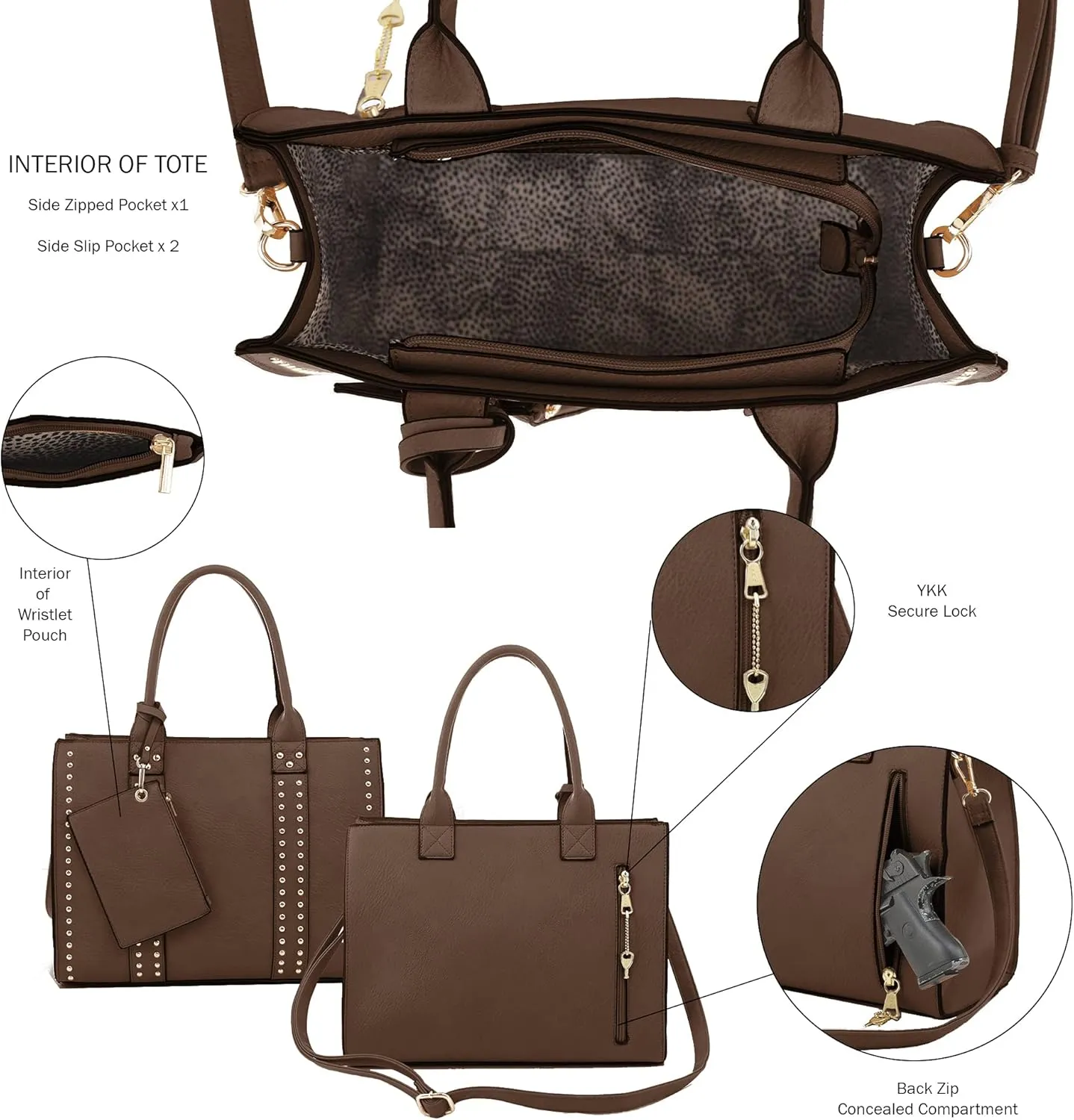 JESSIE & JAMES Concealed Carry Satchel Purse, Top Handle CCW Handbag with Shoulder Strap