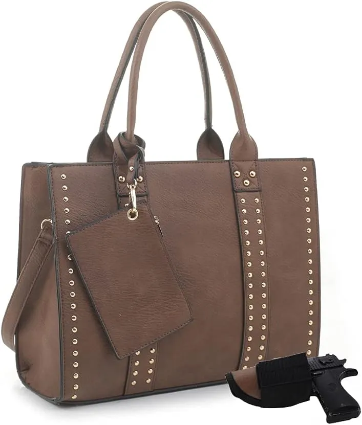 JESSIE & JAMES Concealed Carry Satchel Purse, Top Handle CCW Handbag with Shoulder Strap