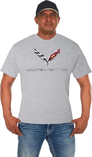 JH DESIGN GROUP Men's Chevy Corvette C7 Crew Neck T-Shirt in Black & Gray & Red