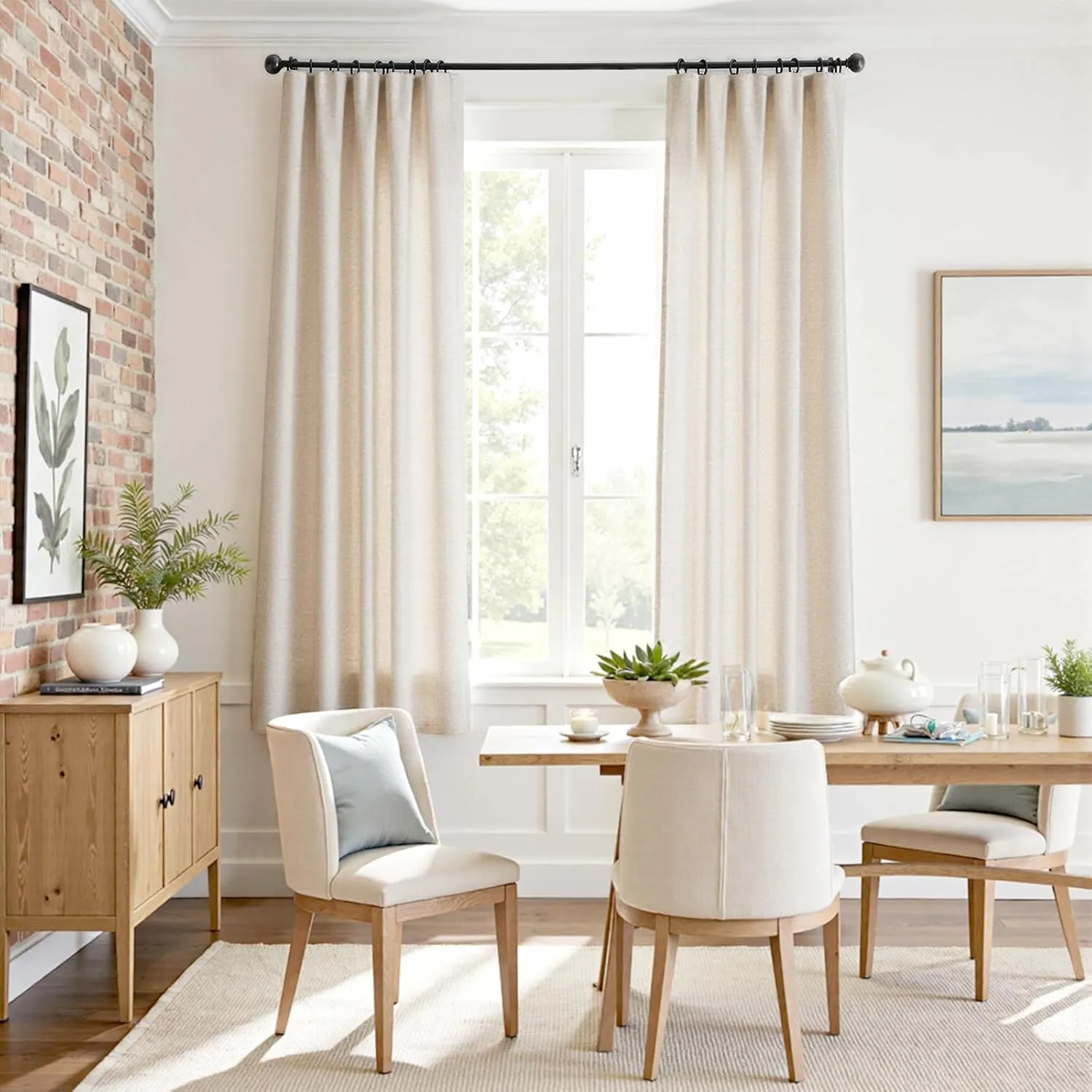 jinchan Linen Blend Beige Curtains 72 Inches Long for Living Room Farmhouse Rod Pocket Back Tab Light Filtering Window Drapes for Bedroom Curtains Crude 2 Panels