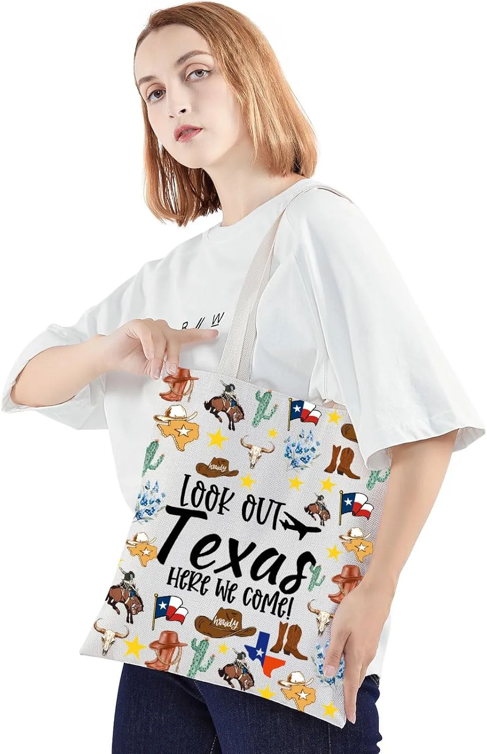 JNIAP Texas Makeup Bag Texas Themed Gifts Texas Cowgirl Gifts Texas Travel Gifts Texas Zipper Pouch (look out texas TG)