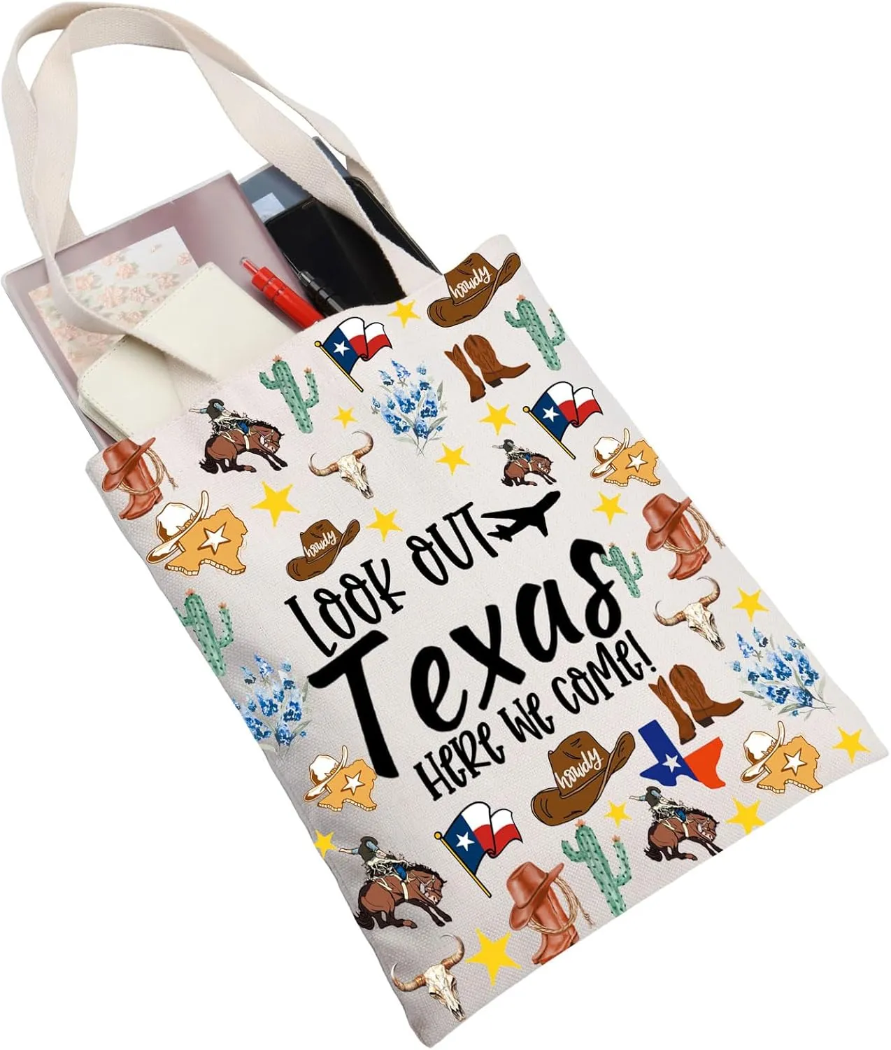 JNIAP Texas Makeup Bag Texas Themed Gifts Texas Cowgirl Gifts Texas Travel Gifts Texas Zipper Pouch (look out texas TG)