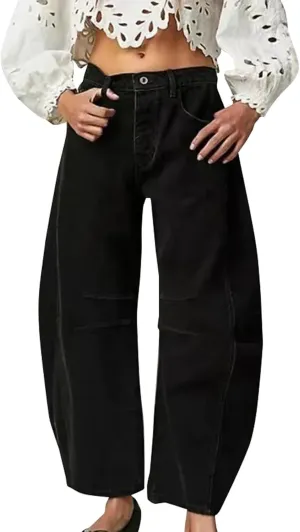 JOFOW Oprah Pants Tummy Control Sailor Wide Leg Trouser oprah's Favorite Jeans Wide Leg Cropped Jeans for Women