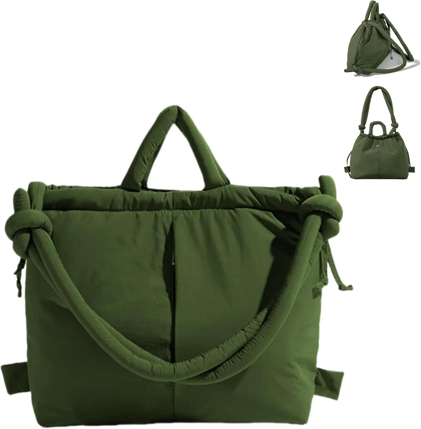 JOLLQUE Puffer Tote Bag for Women,Winter Backpack Handbag,Lightweight Autumn Puffy Carry On Work Bag,Padded Shoulder Bag