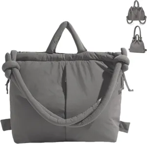 JOLLQUE Puffer Tote Bag for Women,Winter Backpack Handbag,Lightweight Autumn Puffy Carry On Work Bag,Padded Shoulder Bag
