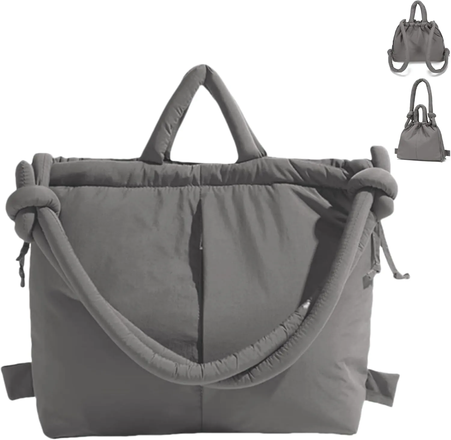 JOLLQUE Puffer Tote Bag for Women,Winter Backpack Handbag,Lightweight Autumn Puffy Carry On Work Bag,Padded Shoulder Bag
