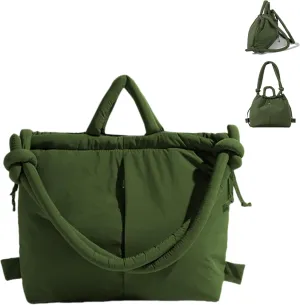 JOLLQUE Puffer Tote Bag for Women,Winter Backpack Handbag,Lightweight Autumn Puffy Carry On Work Bag,Padded Shoulder Bag