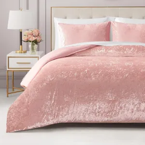 Juicy Couture Crushed Velvet Queen Comforter and Sham Set, 3-Piece Queen Bedding Set - (1) 90"x90" Comforter and (2) 20"x26" Sham - Pink