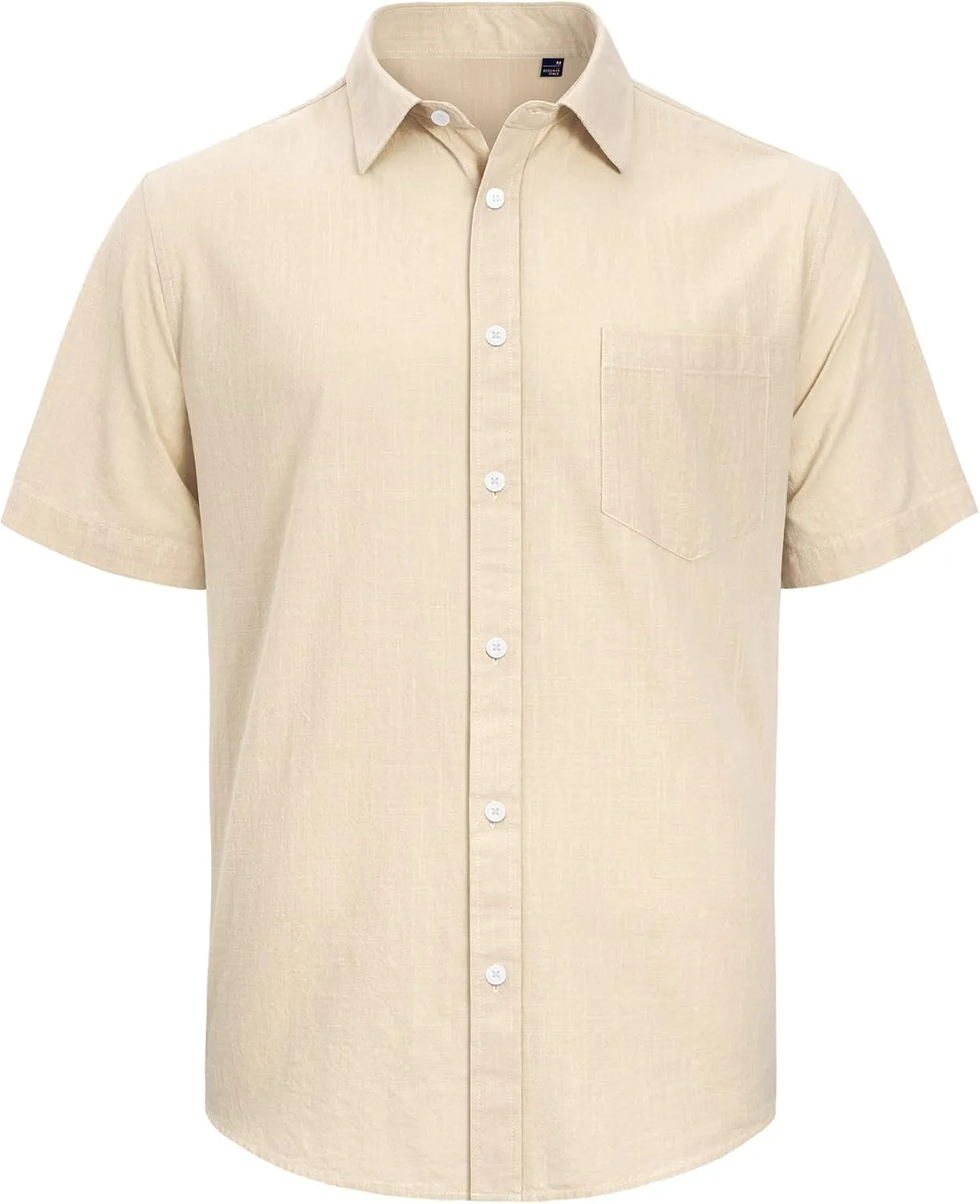 J.VER Men's Cotton Linen Short Sleeve Shirts Casual Lightweight Button Down Shirts Vacation Beach Summer Tops with Pocket