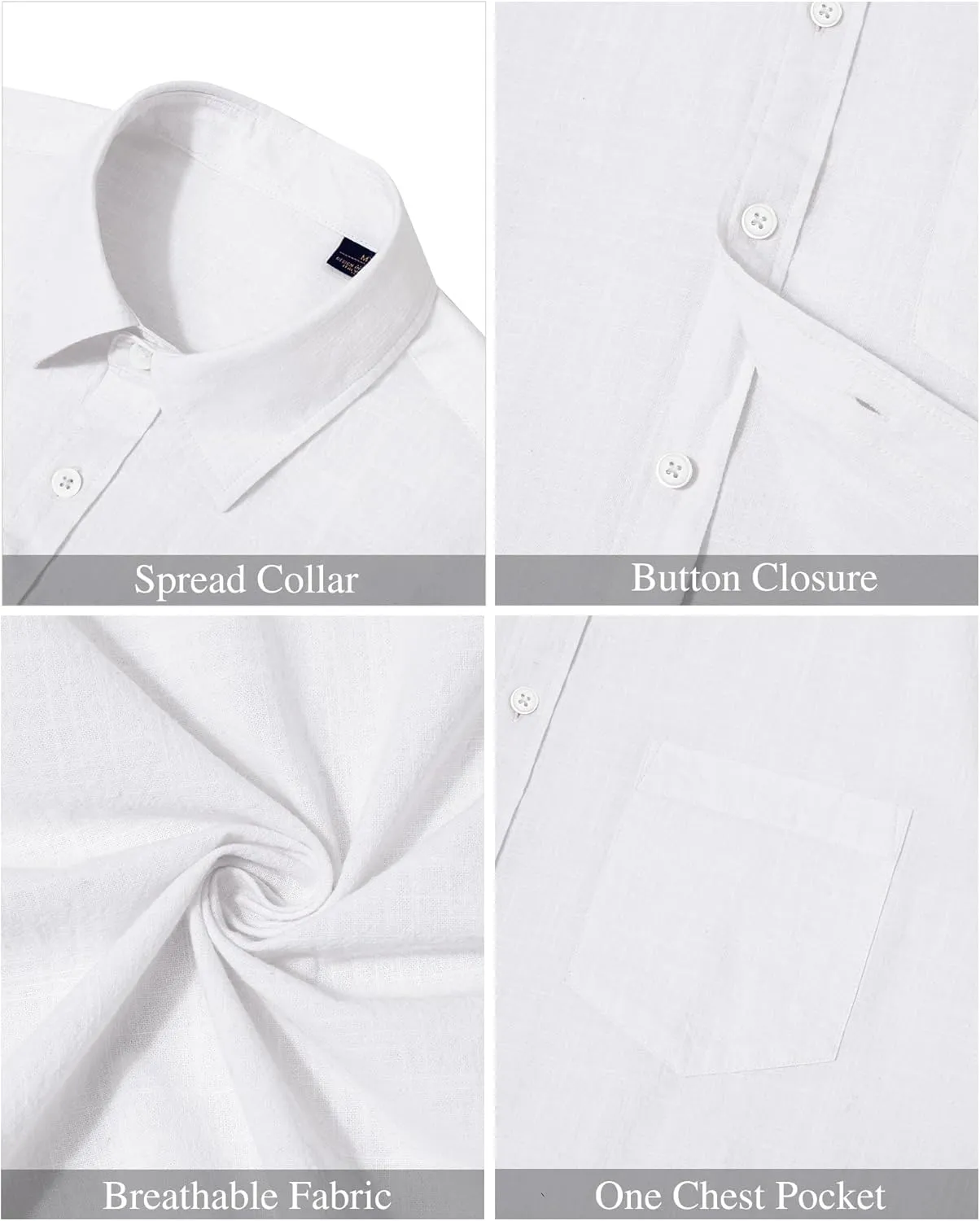 J.VER Men's Cotton Linen Short Sleeve Shirts Casual Lightweight Button Down Shirts Vacation Beach Summer Tops with Pocket