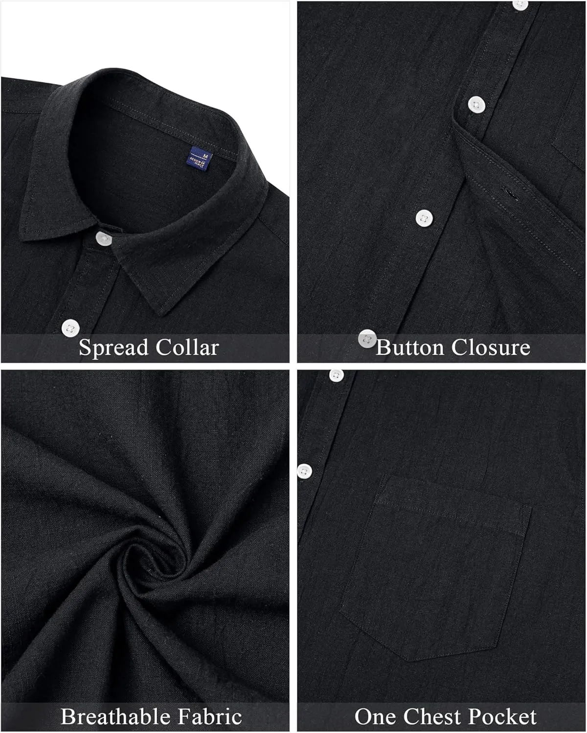 J.VER Men's Cotton Linen Short Sleeve Shirts Casual Lightweight Button Down Shirts Vacation Beach Summer Tops with Pocket