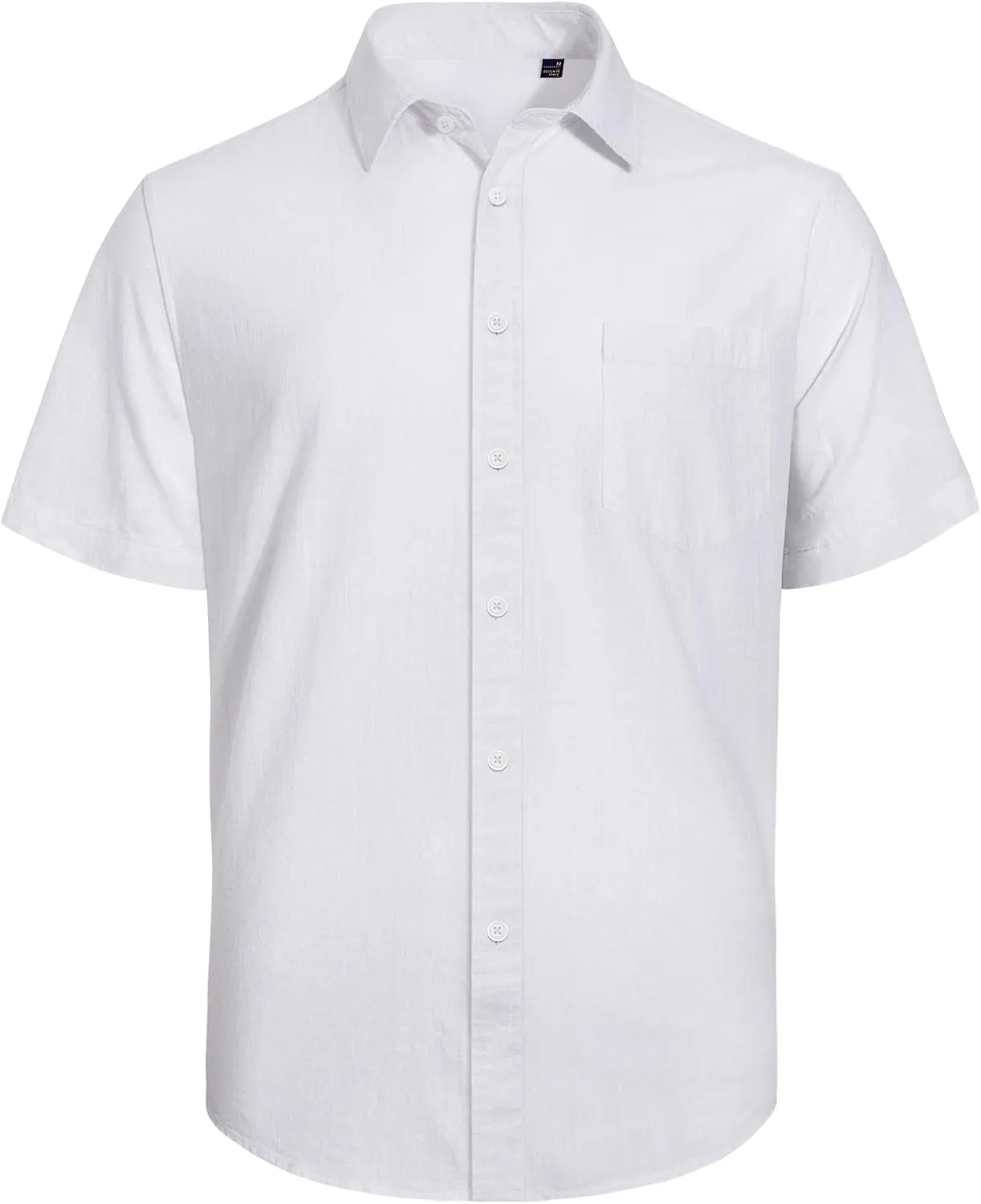 J.VER Men's Cotton Linen Short Sleeve Shirts Casual Lightweight Button Down Shirts Vacation Beach Summer Tops with Pocket
