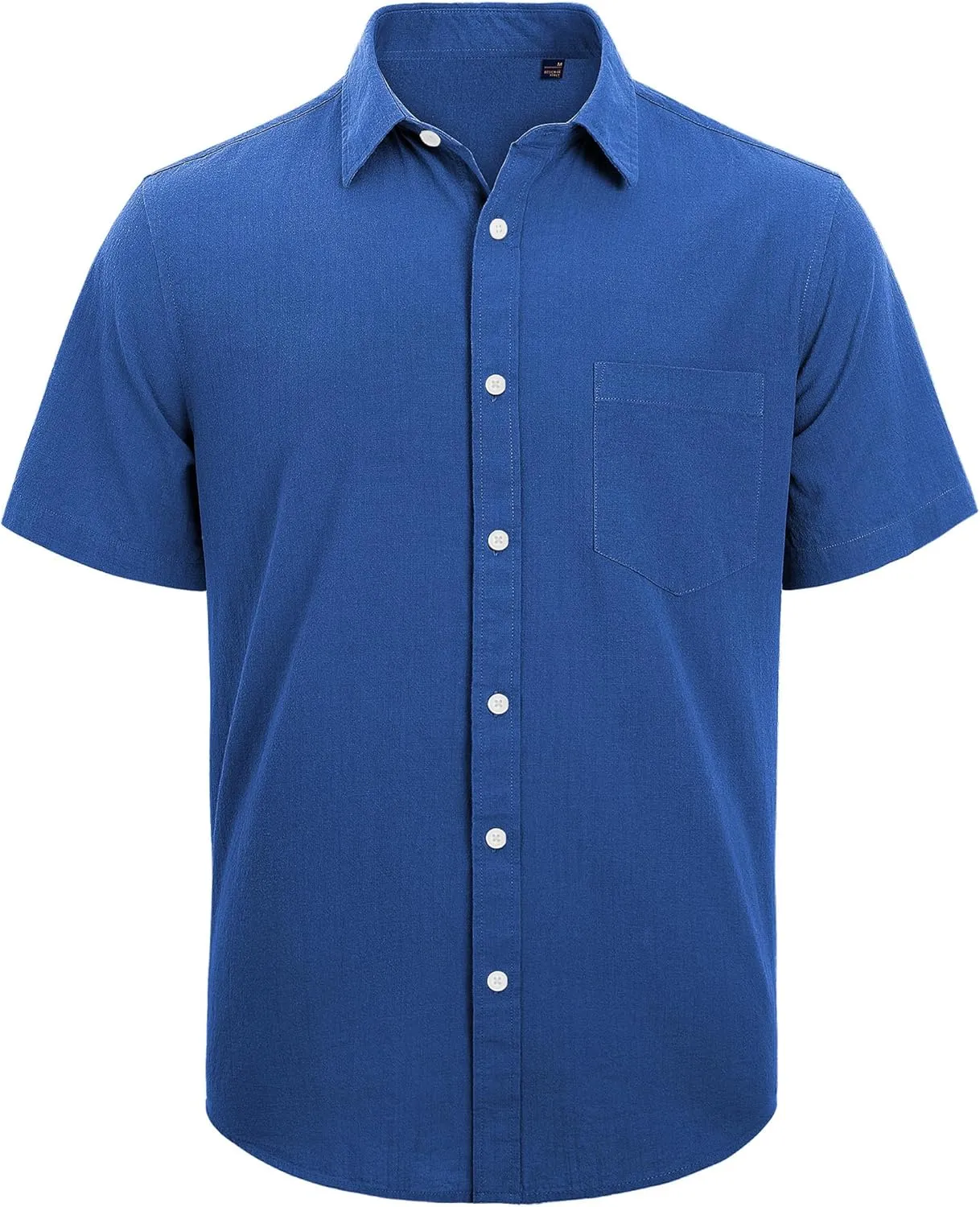 J.VER Men's Cotton Linen Short Sleeve Shirts Casual Lightweight Button Down Shirts Vacation Beach Summer Tops with Pocket