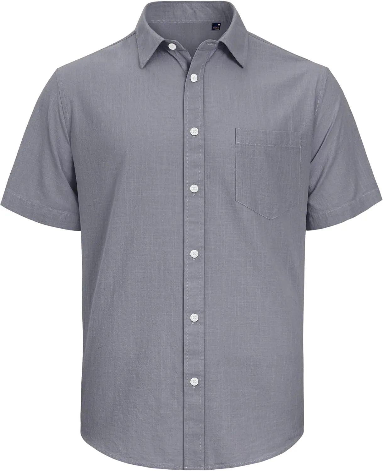 J.VER Men's Cotton Linen Short Sleeve Shirts Casual Lightweight Button Down Shirts Vacation Beach Summer Tops with Pocket