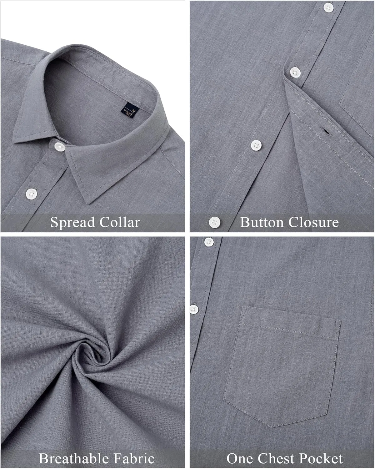 J.VER Men's Cotton Linen Short Sleeve Shirts Casual Lightweight Button Down Shirts Vacation Beach Summer Tops with Pocket
