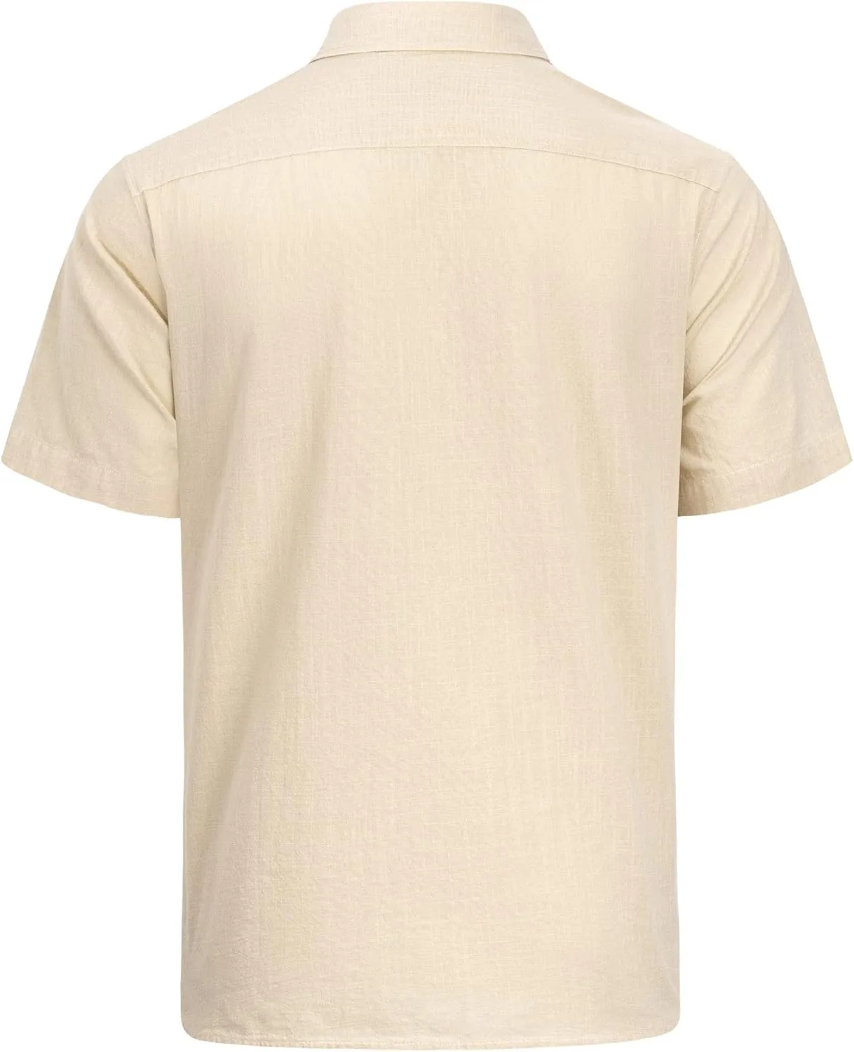 J.VER Men's Cotton Linen Short Sleeve Shirts Casual Lightweight Button Down Shirts Vacation Beach Summer Tops with Pocket