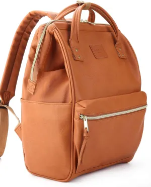 Kah&Kee Leather Backpack for Women and Men 16-inch Laptop Bag | Teacher Professional, Diaper Bag Backpack, Ideal for Work, School, Nursing, College & Travel (Camel, Large)