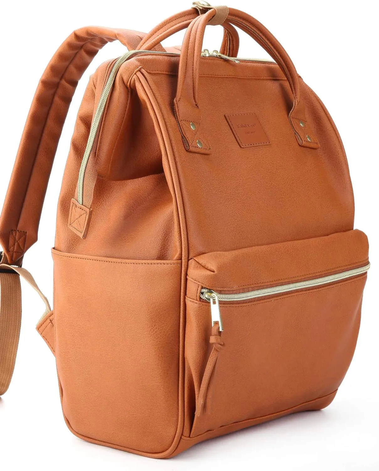 Kah&Kee Leather Backpack for Women and Men 16-inch Laptop Bag | Teacher Professional, Diaper Bag Backpack, Ideal for Work, School, Nursing, College & Travel (Camel, Large)