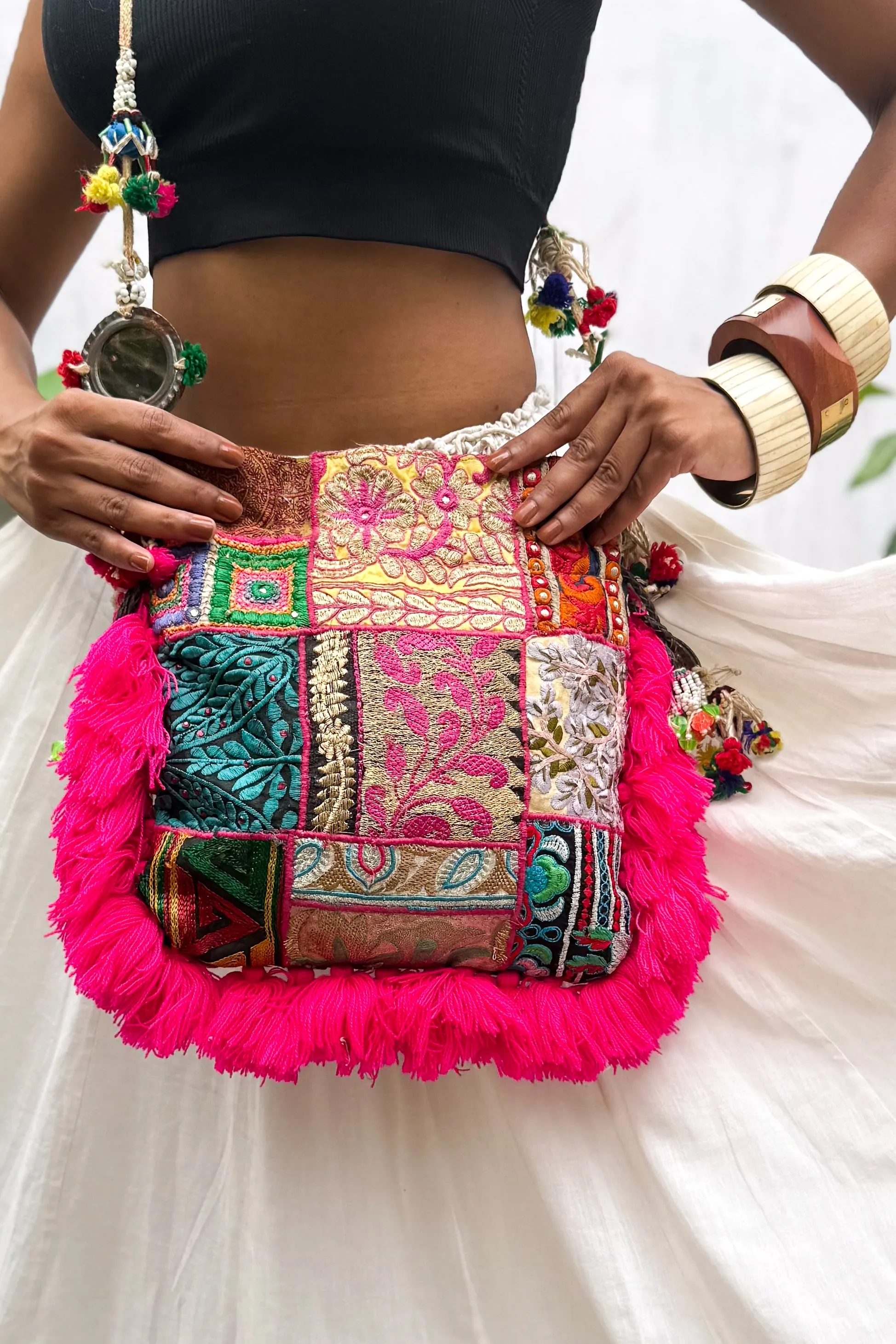 Kalindi | Multicolored Hand Emroidered Potli