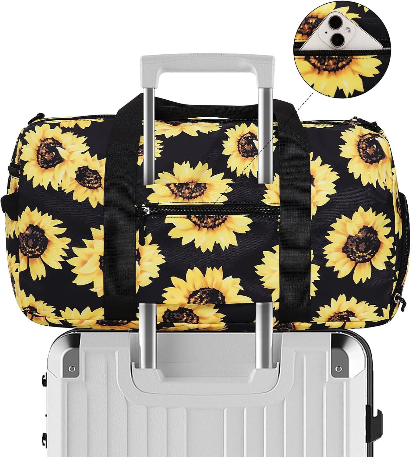 KAMO Travel Duffle Bag, Weekender Bags for Women with Shoe Compartment, Gym Bag for Women with Wet Pocket Workout Dance Tote Bag Personal Item Travel Bag with Trolley Sleeve