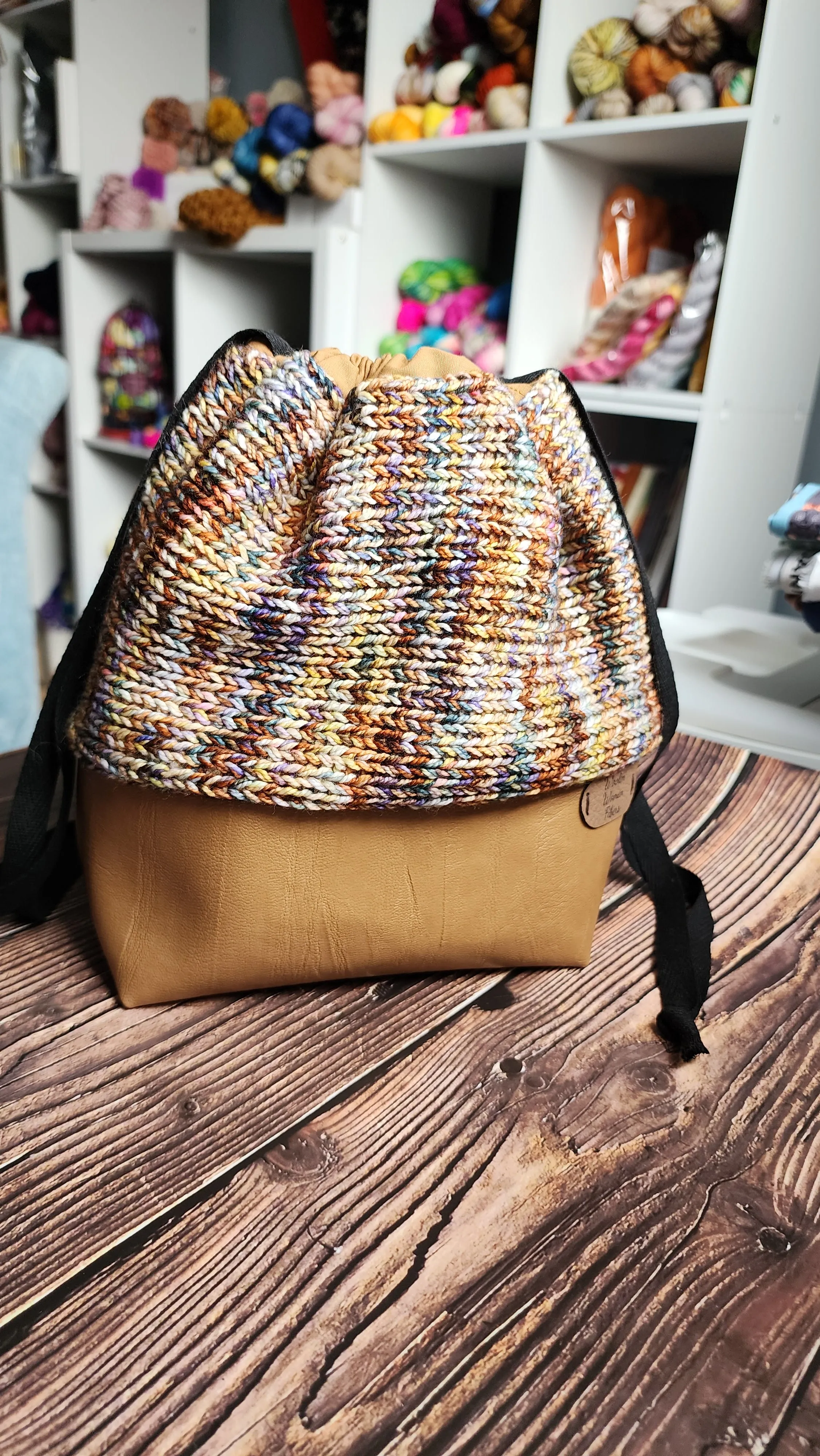 Keep Calm and Carry Yarn Knitted Knapsack