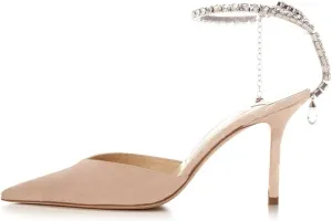 keleimusi Crystal-Embellished Ankle Strap Pumps Wedding Dress Stiletto Heels for Women