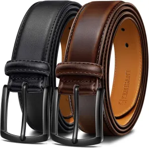 KEMISANT Men Belt 2Pack – Genuine Leather Belt for Men Dress Casual Golf Jeans 1 3/8"
