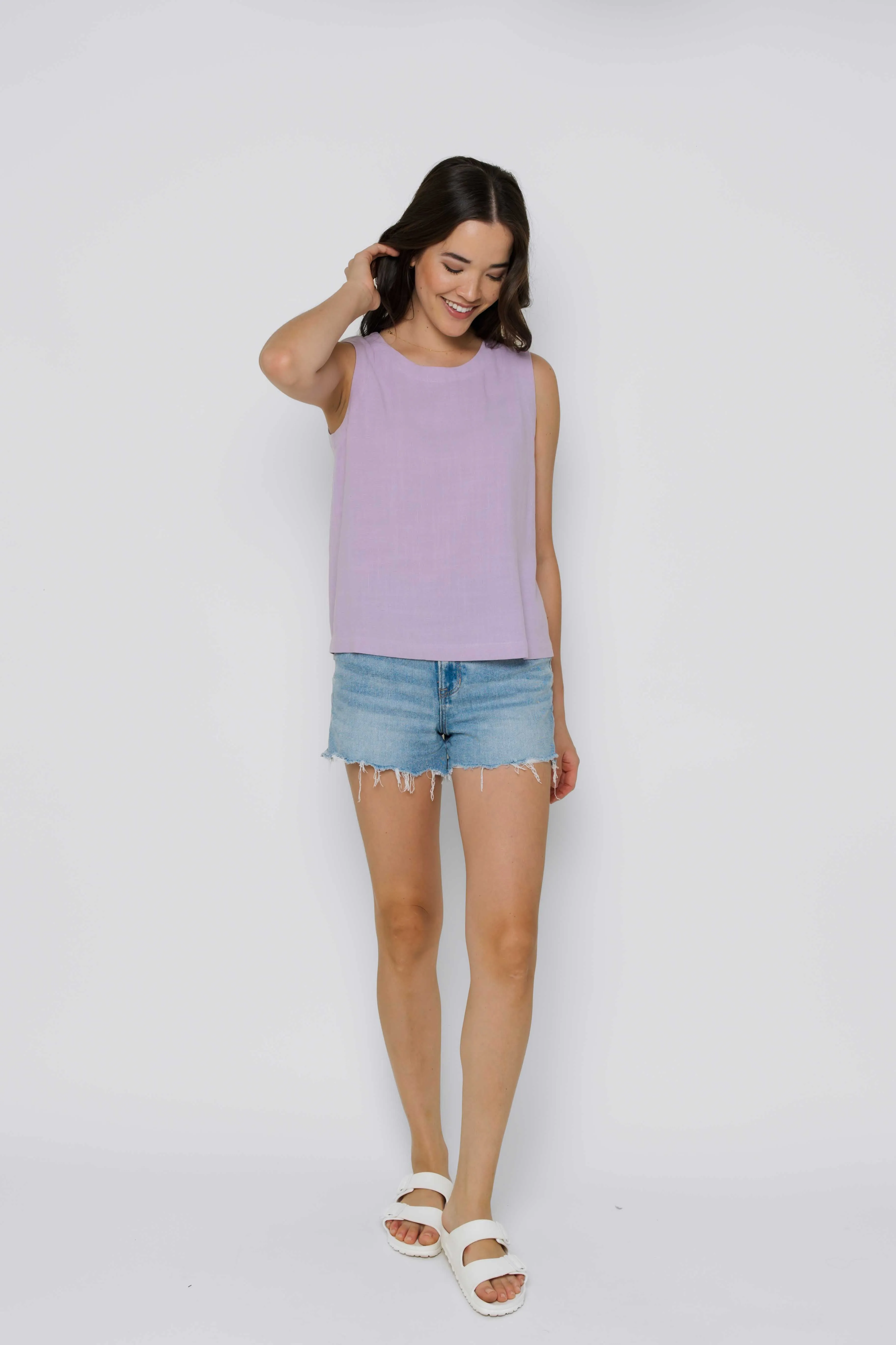 Keri-Sleeveless Woven Shell