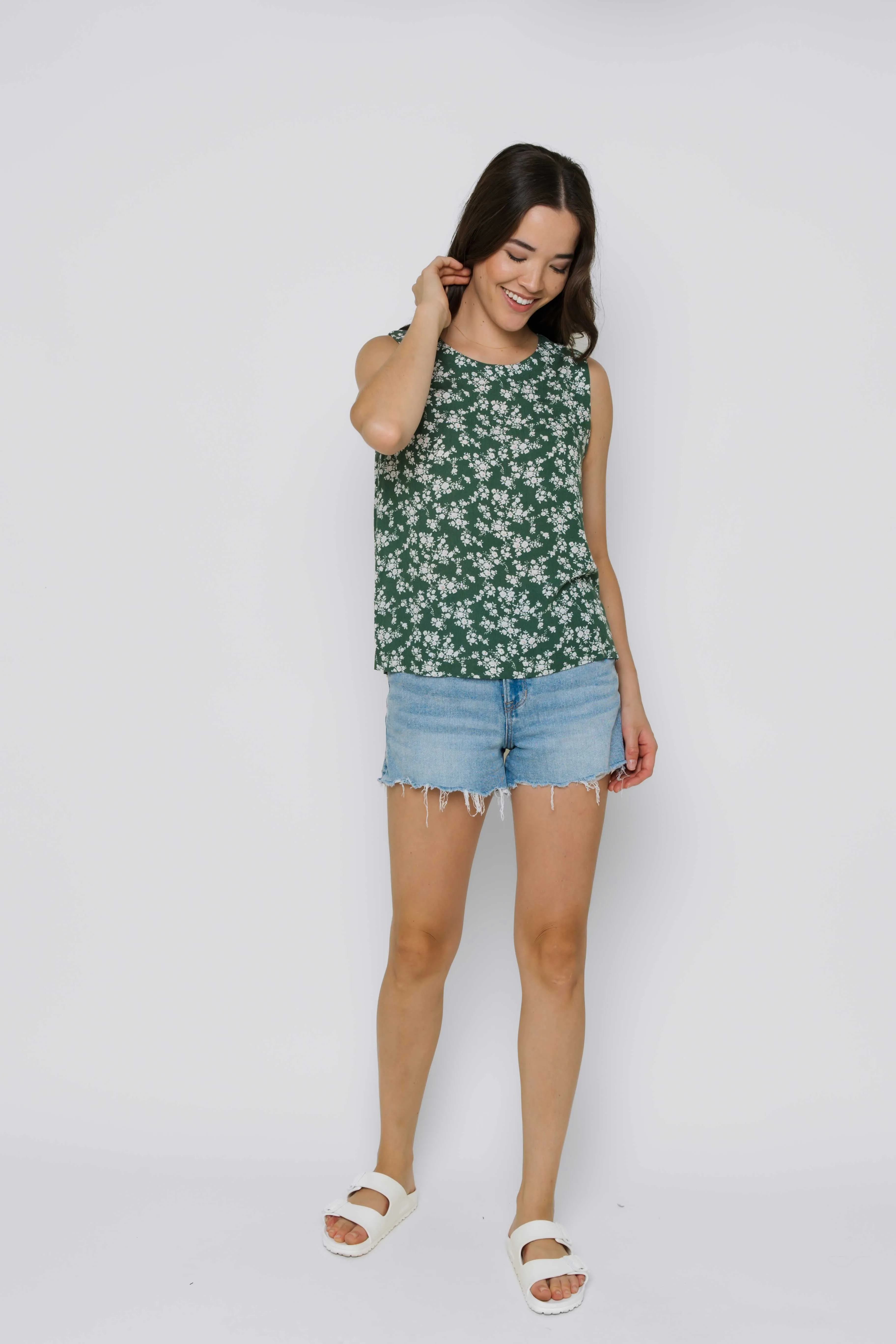 Keri-Sleeveless Woven Shell