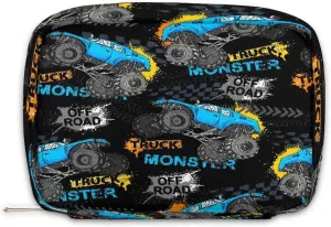 Kids Toiletry Bag for Boys, Cute Small Monster Car Trucks Wash Bag for Little Young Boys Waterproof Cosmetic Weekender Bag Toddler Traveling Toiletries