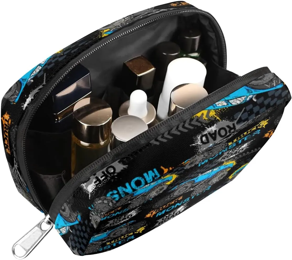 Kids Toiletry Bag for Boys, Cute Small Monster Car Trucks Wash Bag for Little Young Boys Waterproof Cosmetic Weekender Bag Toddler Traveling Toiletries