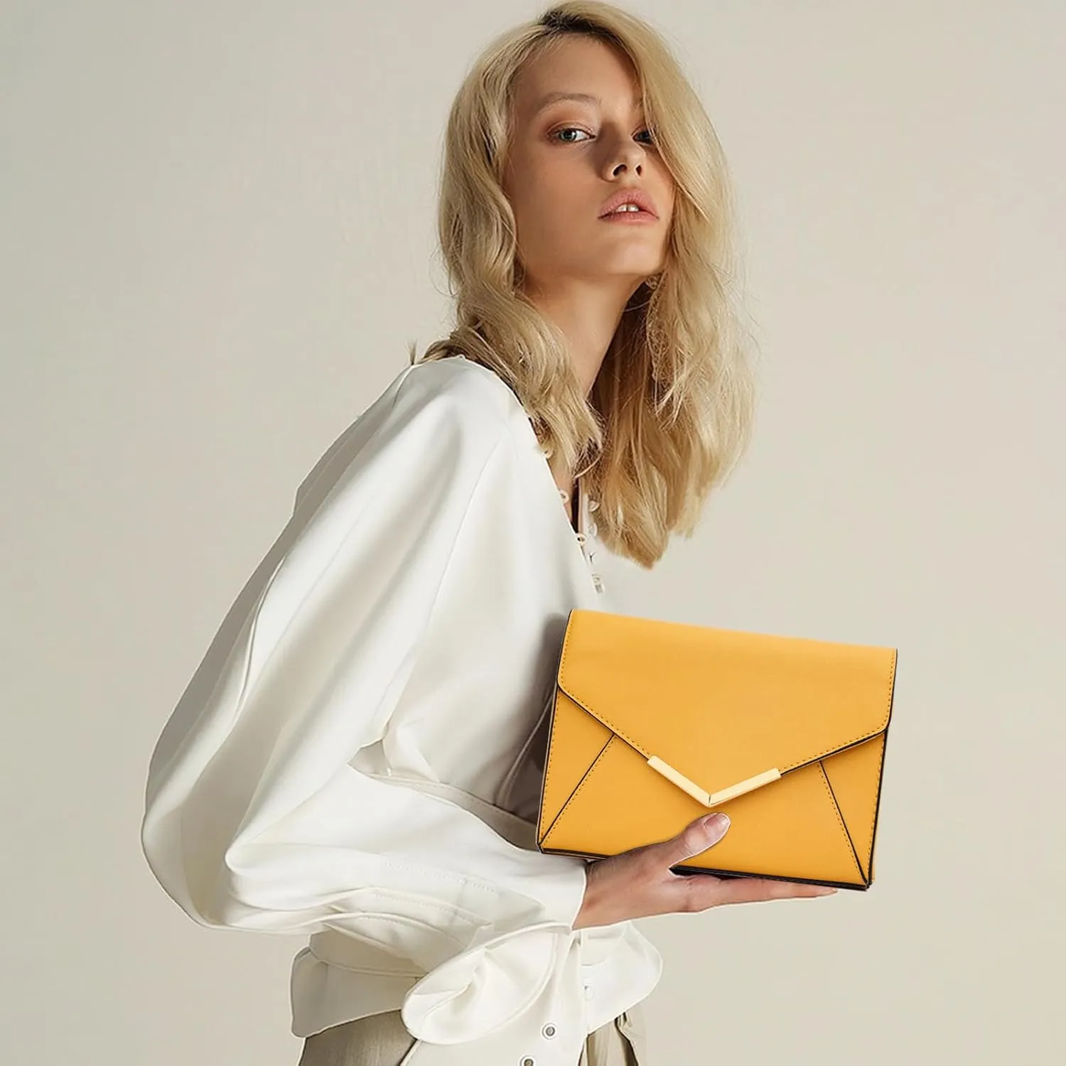 KKXIU Women Elegant Faux Leather Evening Envelope Clutch Purse Foldover Bags for Party Wedding Prom