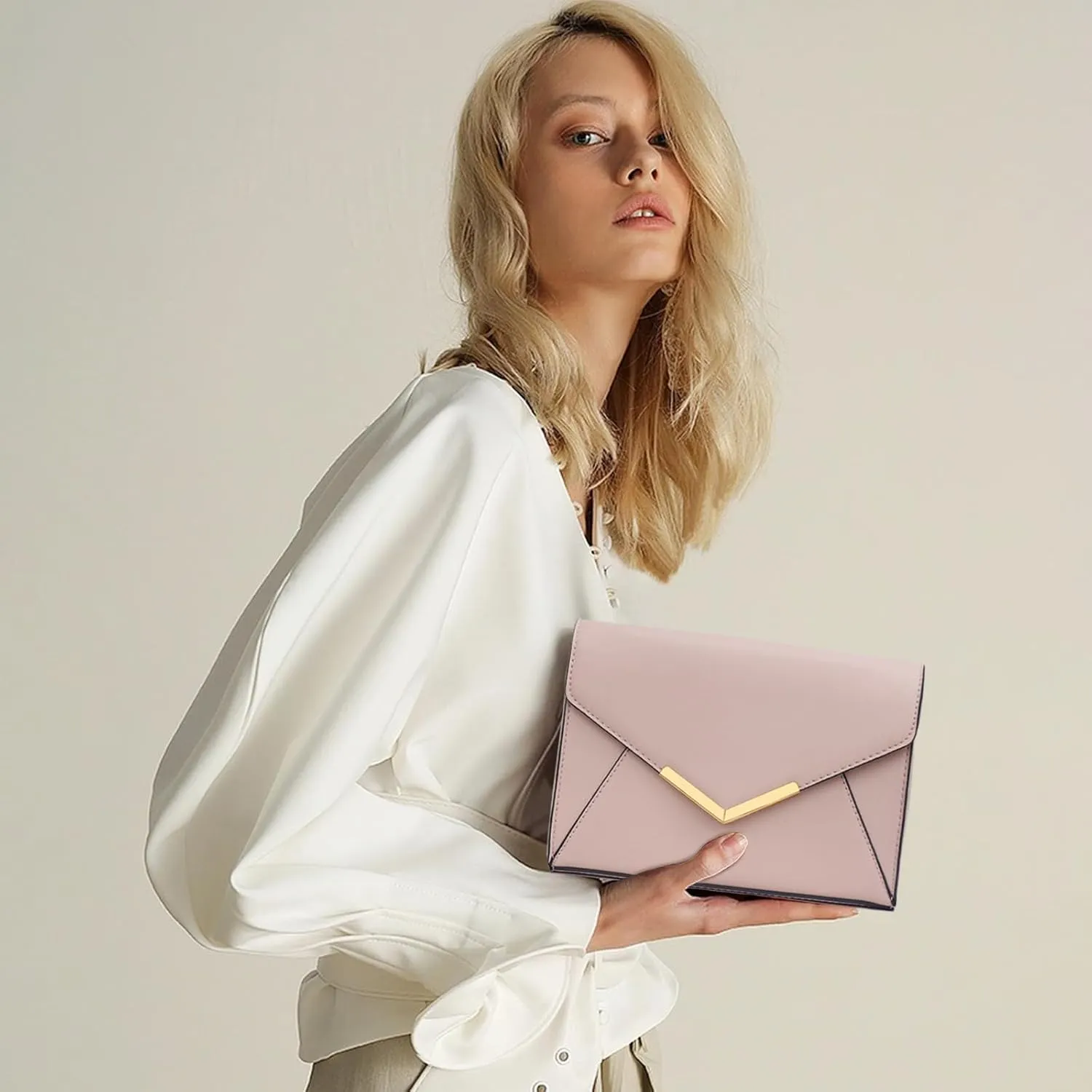 KKXIU Women Elegant Faux Leather Evening Envelope Clutch Purse Foldover Bags for Party Wedding Prom