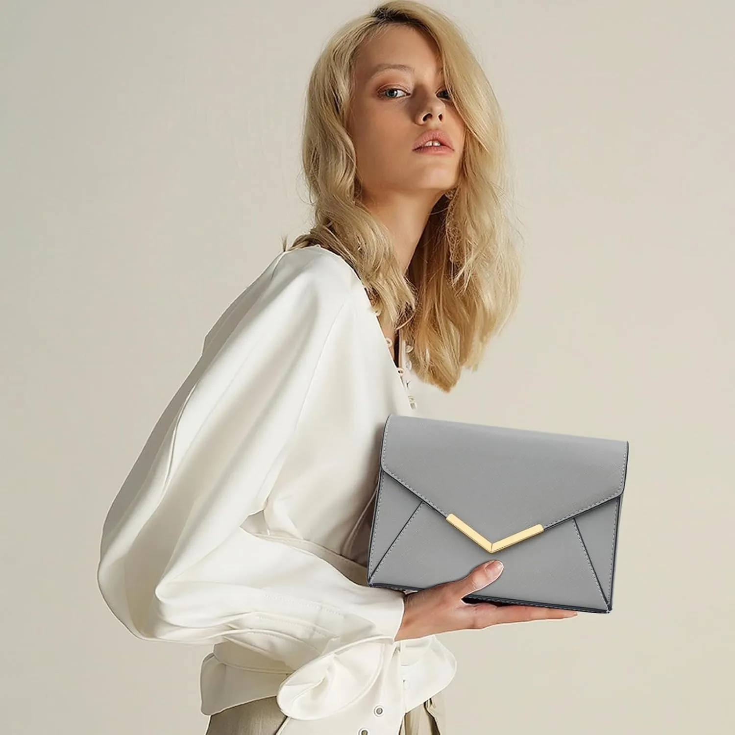 KKXIU Women Elegant Faux Leather Evening Envelope Clutch Purse Foldover Bags for Party Wedding Prom