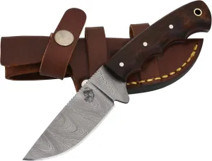 Knives Ranch Handmade 7-1/2" EDC Hunting Knife - Full Tang Construction - Damascus Steel Blade - Rosewood Handle - Heavy Duty Leather Sheath (3183-IRW)