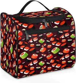 KOBLEN Cartoon Sushi Travel Toiletry Bag Water-Resistant Makeup Cosmetic Bag with Hanging Hook Large Capacity Makeup Organizer for Women Travel Essentials