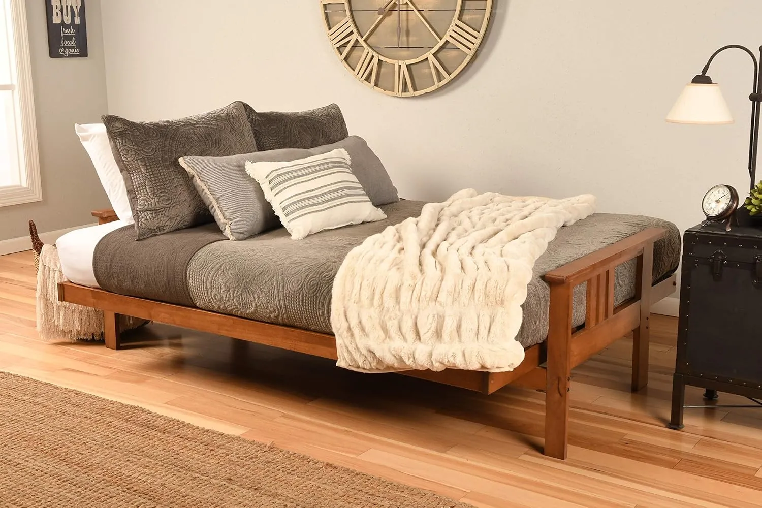 Kodiak Furniture Monterey Futon Set, No Drawers, with Barbados Base and Linen Cocoa Mattress