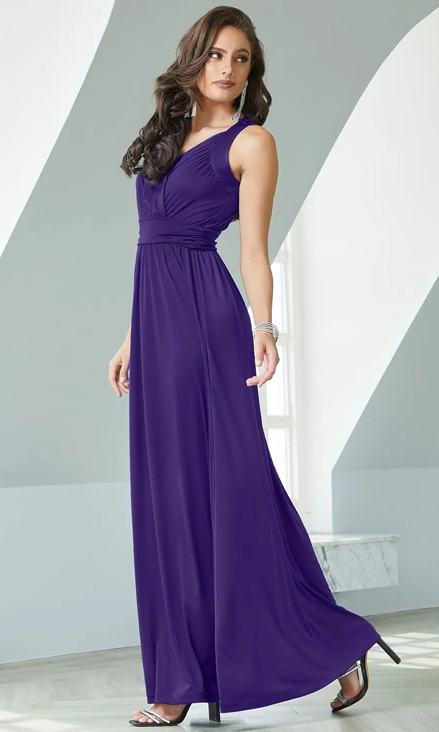 KOH KOH Womens Long Sleeveless Flowy Bridesmaid Cocktail Evening Gown Maxi Dress