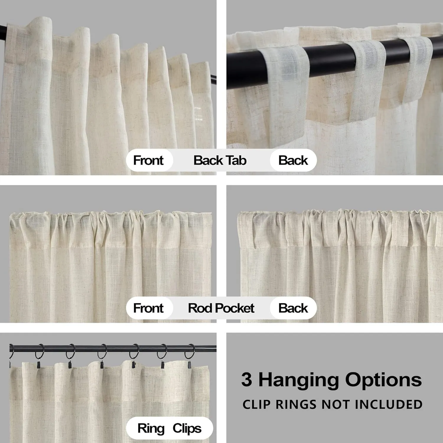 KOUFALL Tan Rustic Curtains for Living Room 84 Inches Long,Sheer European Thick Flax Faux Linen Blend Burlap Farmhouse Decor Primitive Country Curtains for Bedroom,2 Panels Set,Oatmeal Greige
