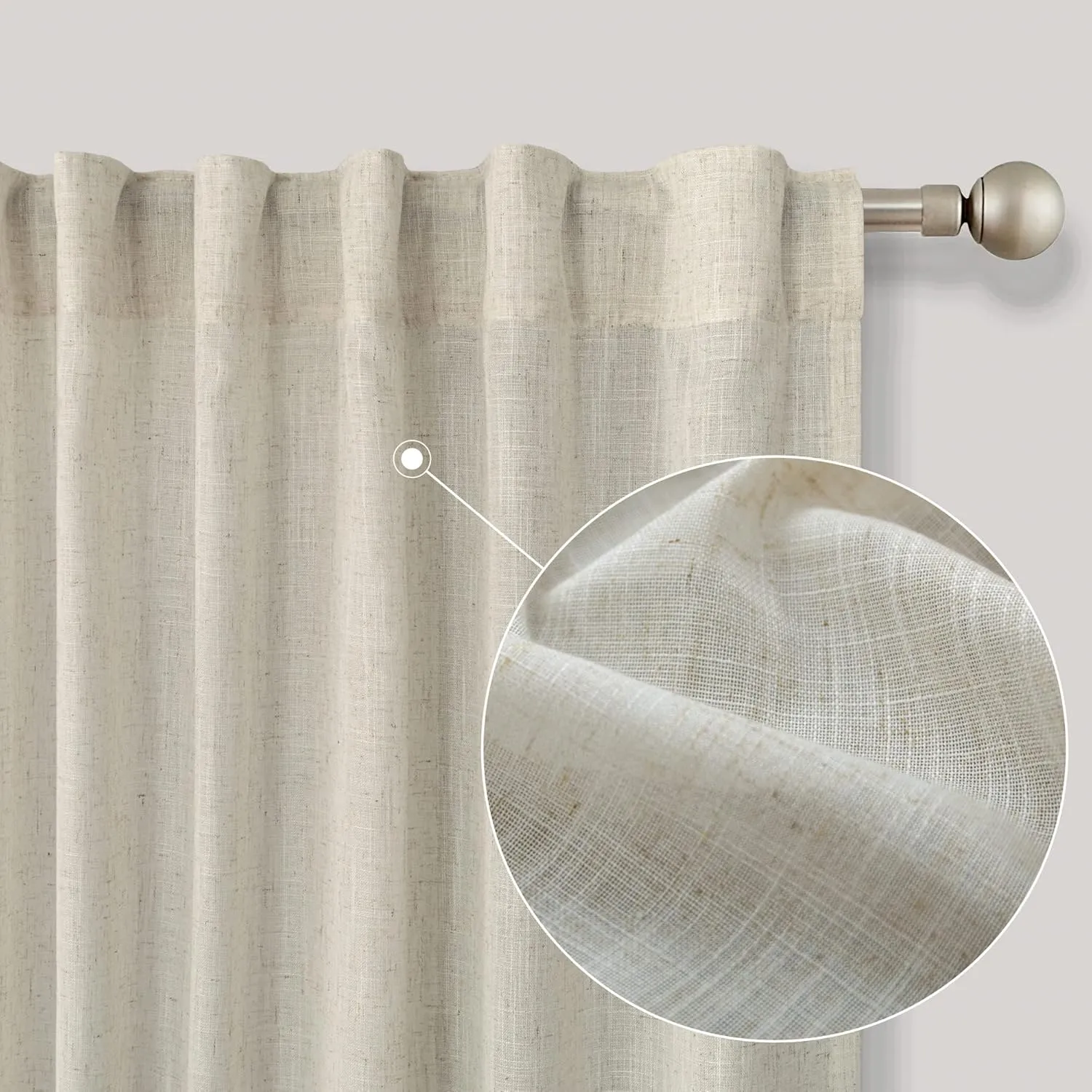 KOUFALL Tan Rustic Curtains for Living Room 84 Inches Long,Sheer European Thick Flax Faux Linen Blend Burlap Farmhouse Decor Primitive Country Curtains for Bedroom,2 Panels Set,Oatmeal Greige