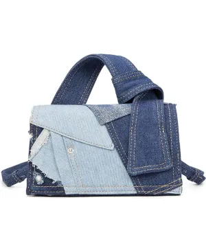 Laila Denim patchwork handbag