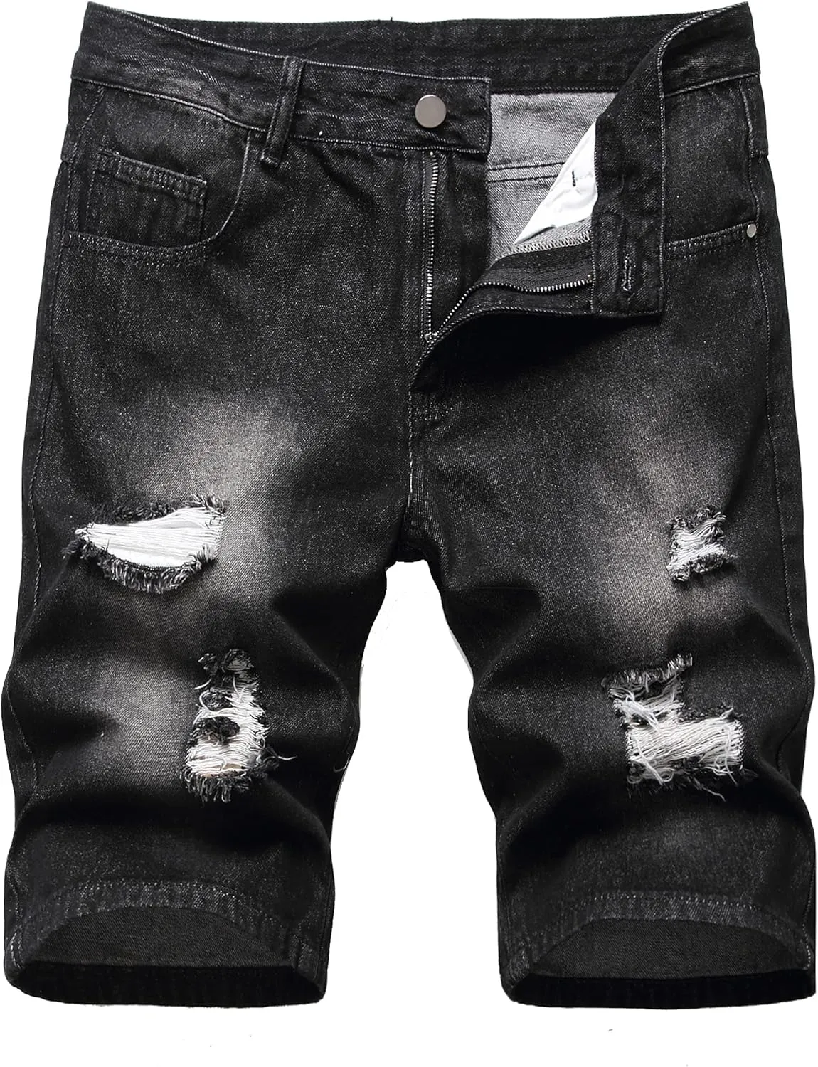 LAMKUKU Men’s Denim Shorts for Men Ripped Short Jeans Summer