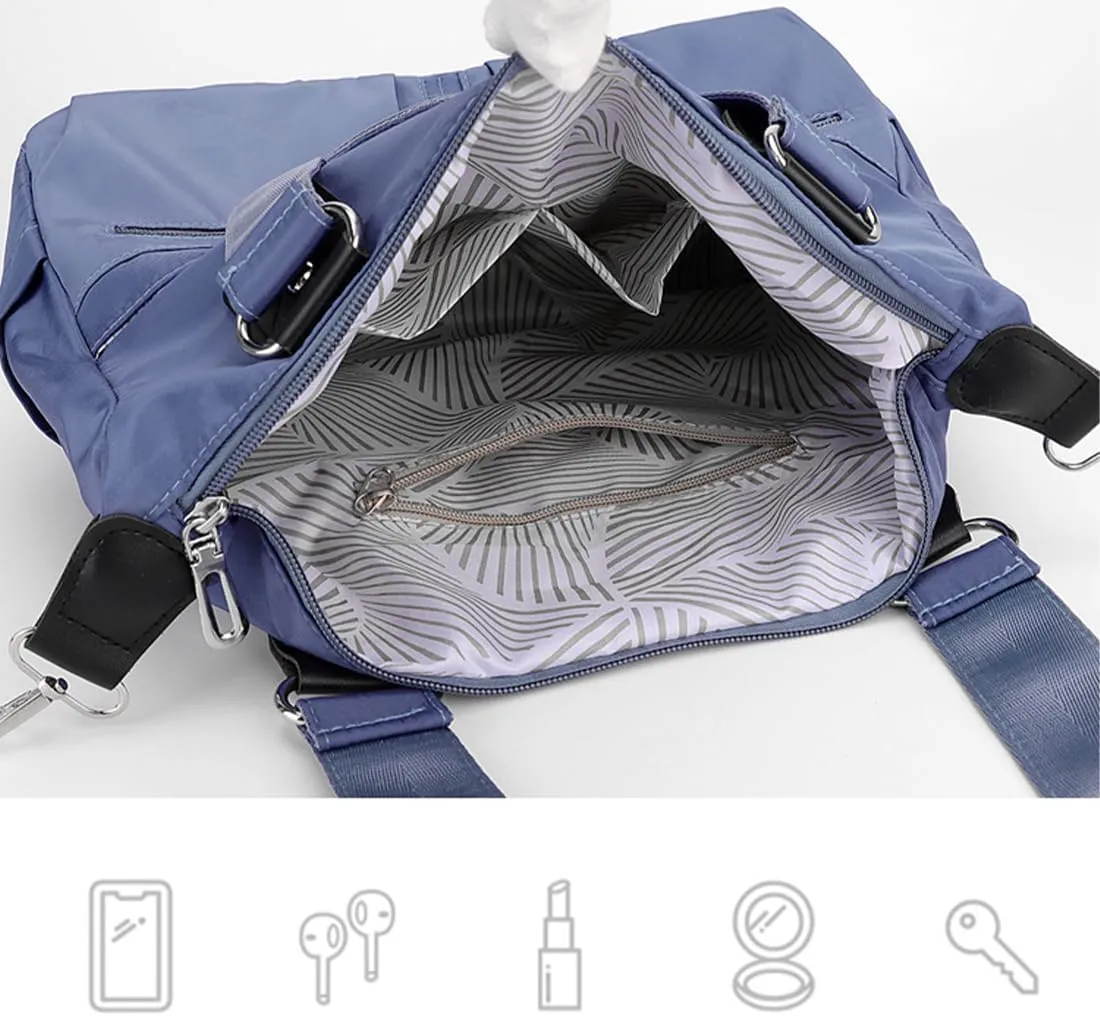 Langrents Nylon Waterproof Tote Bag, Large Capacity Waterproof Multi Pocket Shoulder Bag, Langrents Nylon Tote Bag