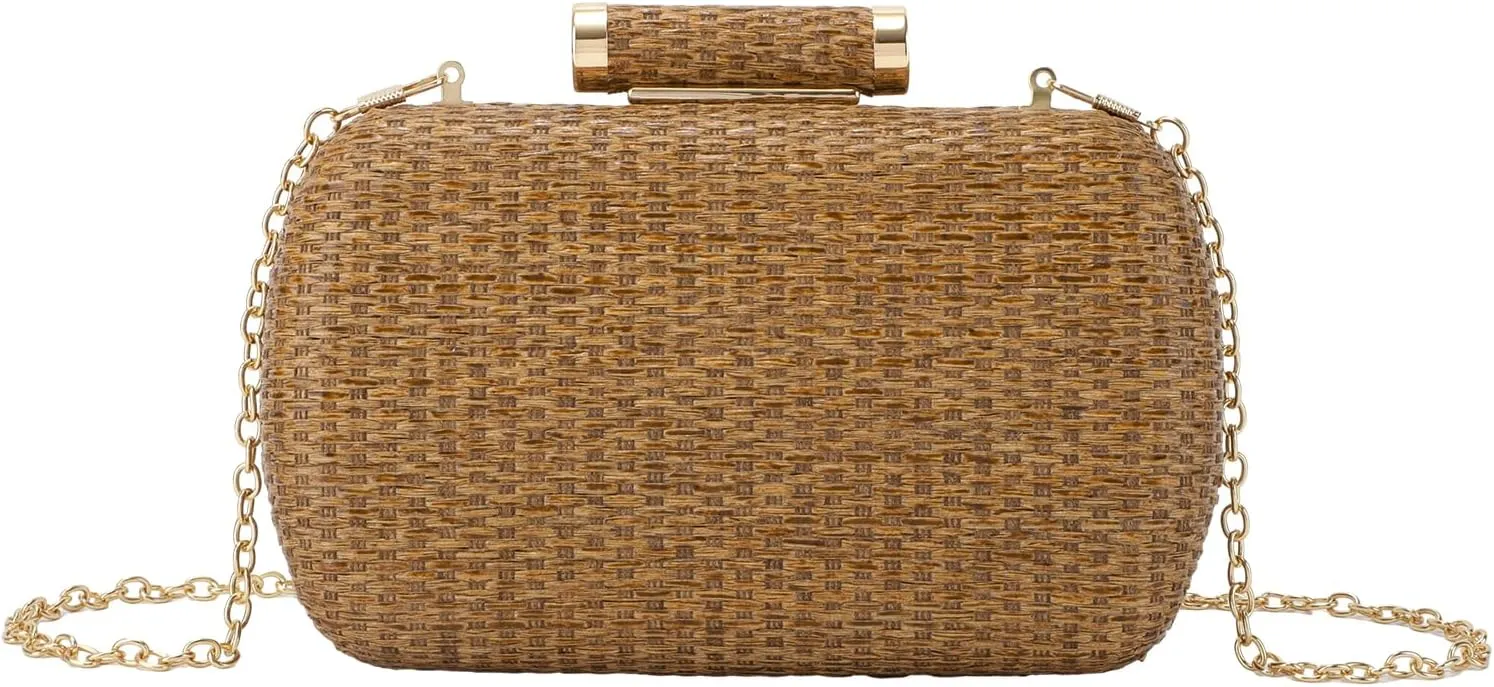 Lanpet Women’s Evening Handbags Elegant Straw Clutch Purse for Party Wedding Summer Beach Bag