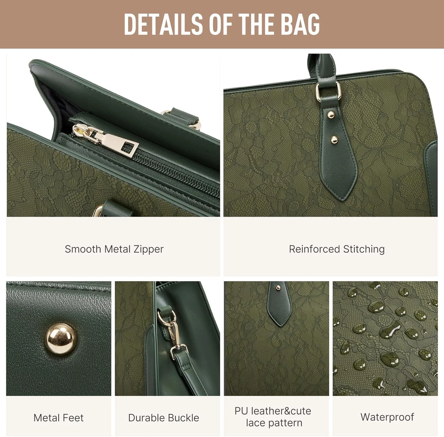 Laptop Bag for Women 15.6 Inch Work Tote Bag for Women,Leather Computer Bags Waterproof Tote Professional Briefcase,Large Capacity Business Office Bag for Work