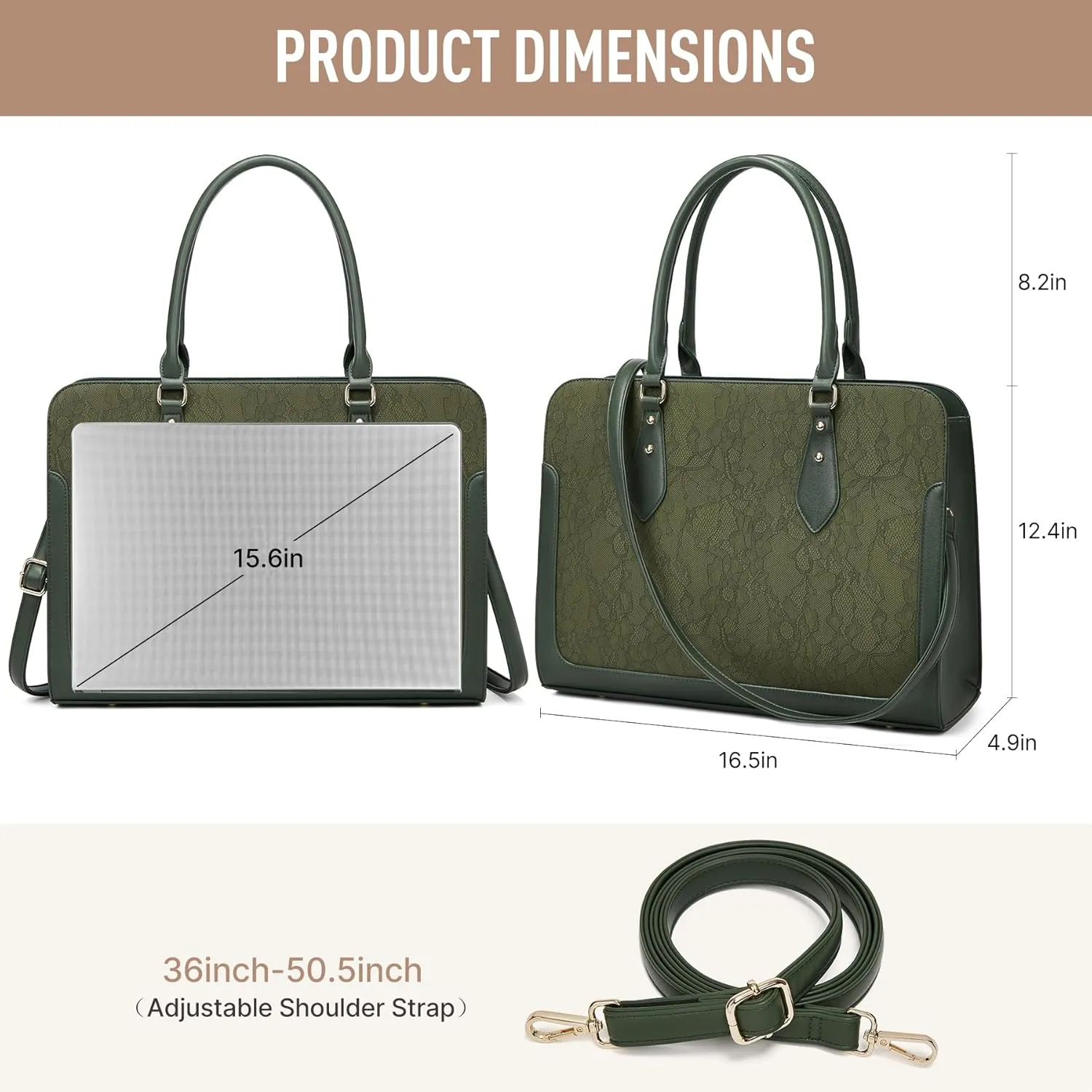 Laptop Bag for Women 15.6 Inch Work Tote Bag for Women,Leather Computer Bags Waterproof Tote Professional Briefcase,Large Capacity Business Office Bag for Work